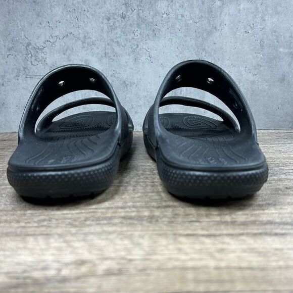 Crocs~Women’s~Black Two Strap Slides Open Toe Casual Comfort~Size 11 - Picture 4 of 10